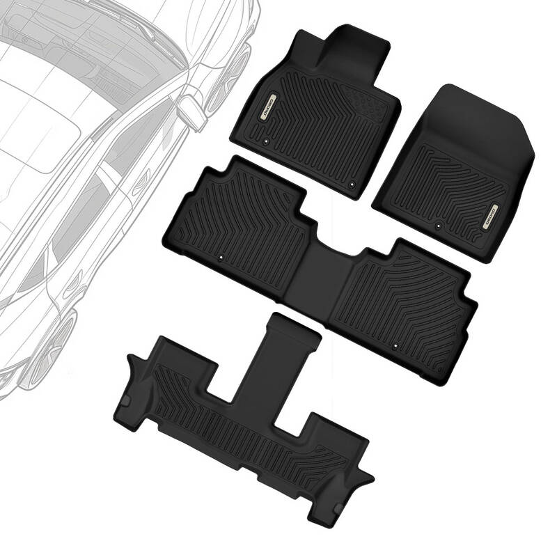 OEDRO Floor Mats Set for 2020-2025 Kia Telluride with 2nd Bucket Seats Without Center Console, Custom Fit TPE All Weather Flo...