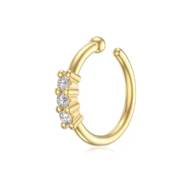 14K Gold Diamond Round Nose Ring