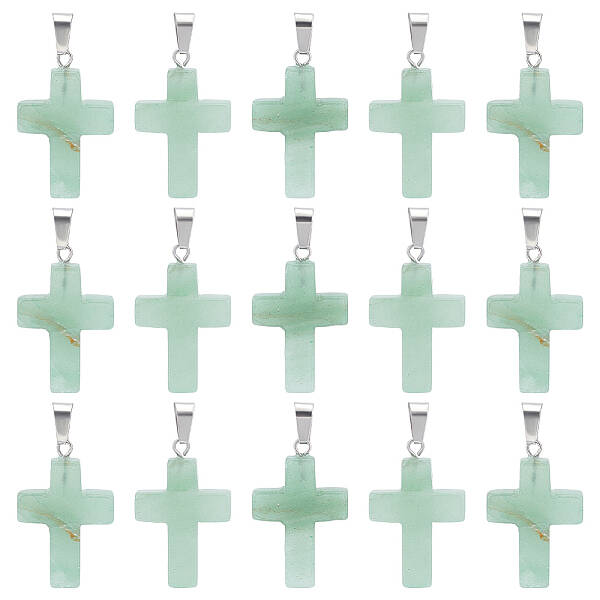 16Pcs Religion Natural Green Aventurine Pendants