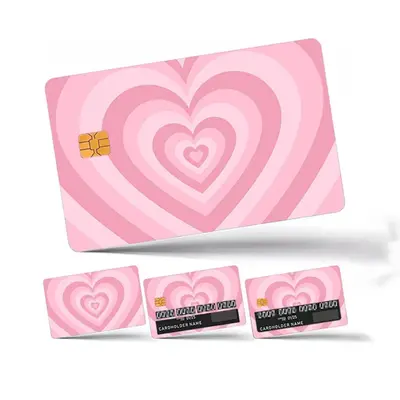 Heart Pattern Credit Card Sticker, 4 Counts/set Thin Waterproof Anti-scratch Card Sticker, Personalized Design Bank Card Dec...