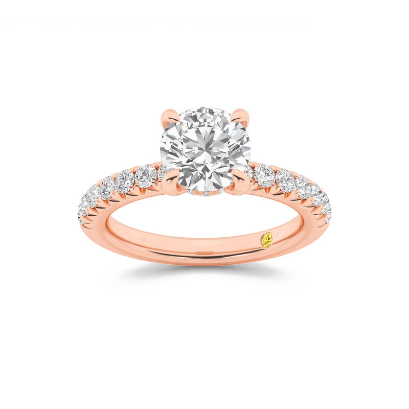 Embers Half Coverage Hidden Halo Round Lab Grown Diamond Engagement Ring | 10K Rose Gold 2 1/4 CT. TW.