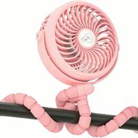 Battery Powered Portable Fan, Flexible Tripod Clip Stroller and Rechargeable with Led Light, personal 3 Speeds Wind with Rota...