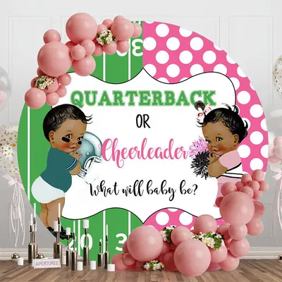 Green Pink Graffiti Round Gender Reveal Backdrop - Aperturee