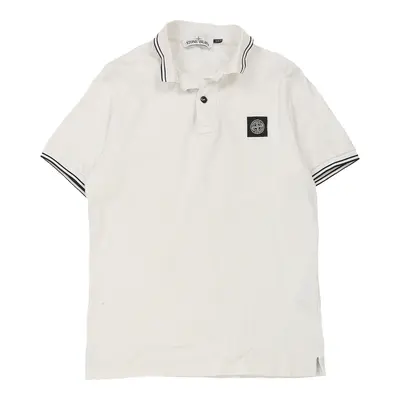 Stone Island Slim Fit Polo Shirt - Small White Cotton