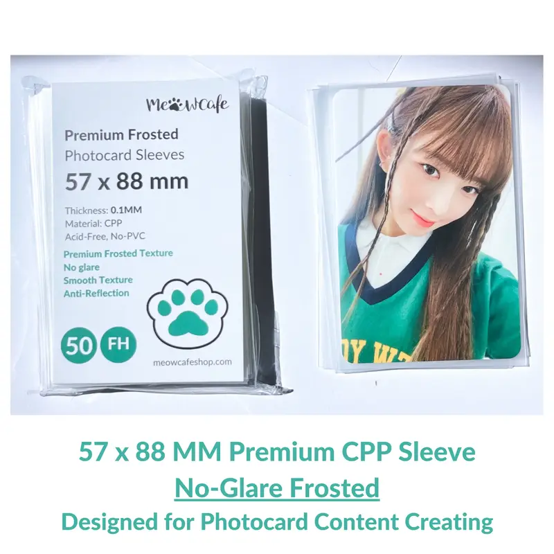 [57x88MM] Meowcafe Premium Frosted CPP Card Sleeve for Kpop Photocards Perfect Fit | Anti-Glare Sleeve For Photocard Content ...