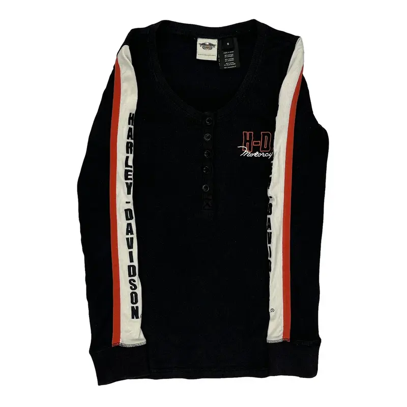 Harley Davidson Long Sleeve T-Shirt - Small Black Cotton Blend