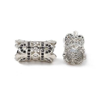 Brass Micro Pave Black Cubic Zirconia Beads