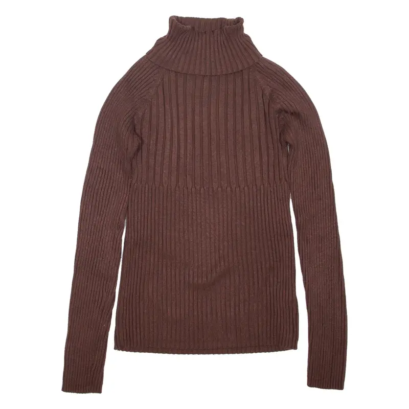 GREAT AMERICAN SWEATER Jumper Brown Tight Knit High Neck Womens XL
