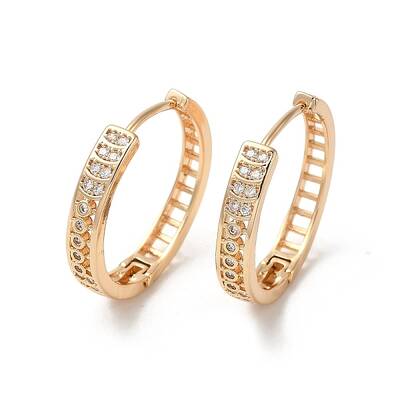 Brass Micro Pave Cubic Zirconia Hoop Earrings for Women