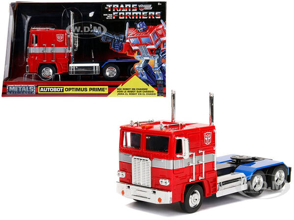 G1 Autobot Optimus Prime Truck Red with Robot on Chassis from Transformers TV Series Hollywood Rides Series 1/24 Diecast Mode...