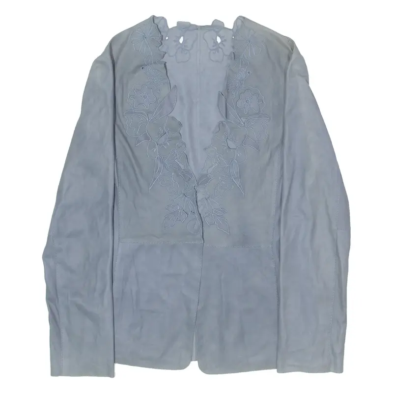 EMPORIO ARMANI Womens Blazer Jacket Blue Leather Floral UK 18