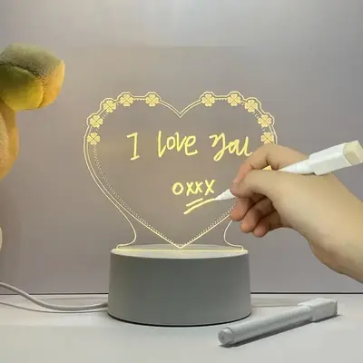 Heart Shaped Night Light, 1 Count USB Powered LED Night Light With Pen, Creative Desktop Light For Room Home Decor