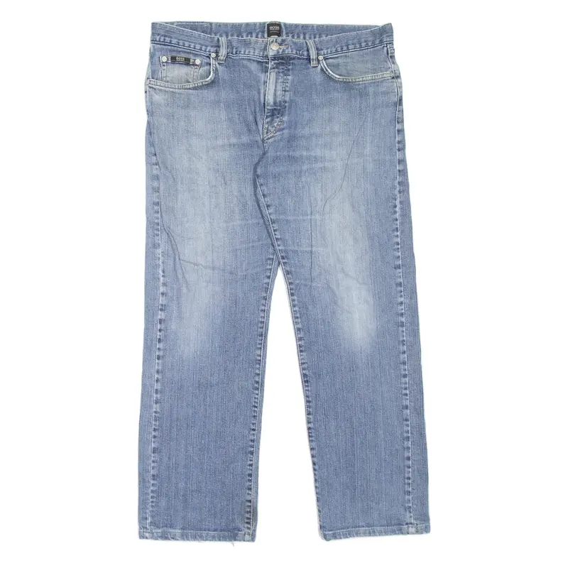 BOSS HUGO BOSS Texas Mens Jeans Blue Regular Straight Stone Wash W38 L32
