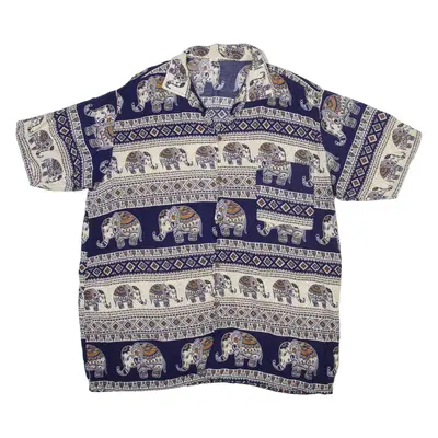 Mens Shirt Blue Crazy Pattern 2XL