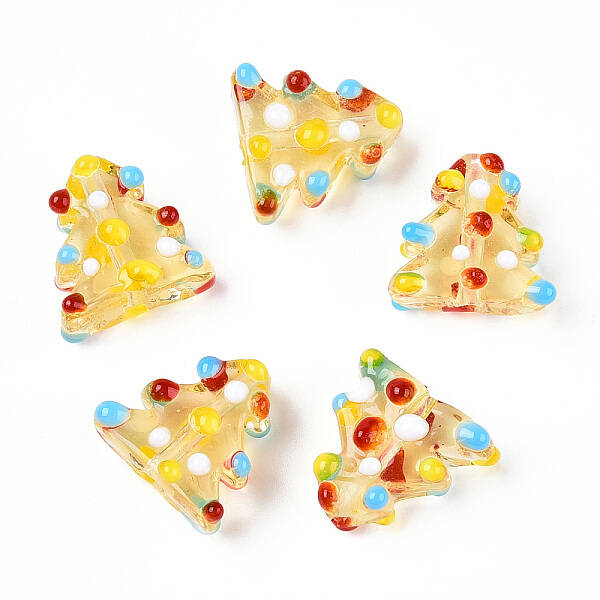 Christmas Theme Handmade Lampwork Bumpy Beads