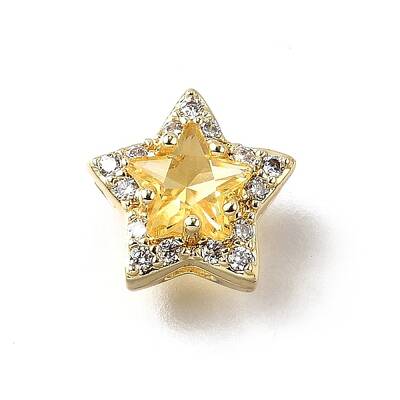 Brass Micro Pave Cubic Zirconia Beads