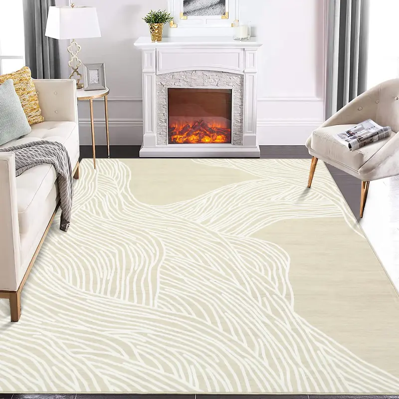 Garvee Modern Camel 9x12 Washable Area Rug for Living Room Modern Bedroom Rug Abstract Beige Rug Large Area Rug Non Slip Thro...