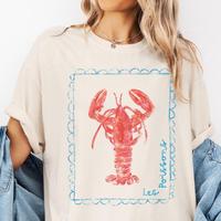 Comfort Colors Sea Lobster Shirt, French Coastal Distressed, Nautical Fisherman Style, Summer Vibes, Beach, Vintage Summer, U...