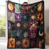 Star & Moon Pattern Blanket, 1 Count Soft Comfortable Throw Blanket, Soft Cozy Blanket, Cool Bedroom Bedding Blankets, Warm N...