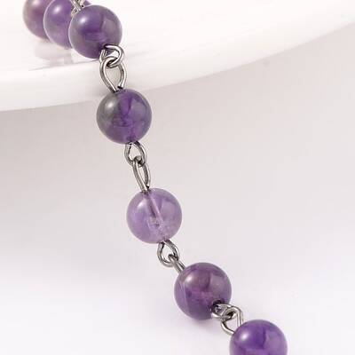 Handmade Amethyst Beads Chains for Necklaces Bracelets Making