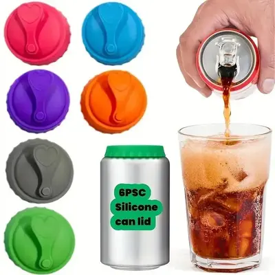 Silicone Soda Can Lid, 6 Counts/set Reusable Insulated Beverage Cup Lid, Overflow Prevention, Easy To Clean, Bpa-free Travel ...