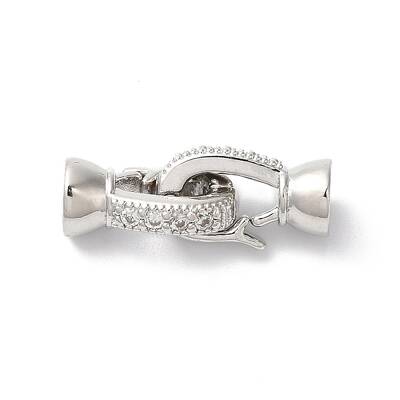 Brass Micro Pave Clear Cubic Zirconia Fold Over Clasps