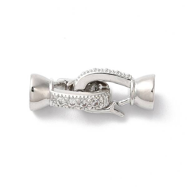 Brass Micro Pave Clear Cubic Zirconia Fold Over Clasps