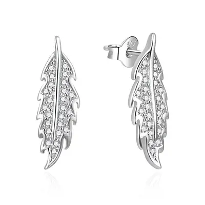 Agato Silver Leaf Earrings with Zirconia AGT-E089PW