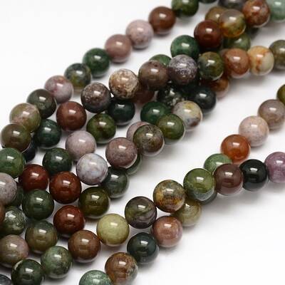 Natural Indian Agate Round Beads Strands