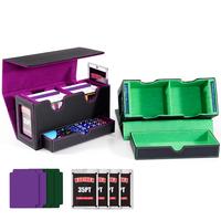 TCG Deck Box Set – Black Purple & Black Green Combo – 2 Commander Display Windows & Dice Tray – Double Deck Box for 320...
