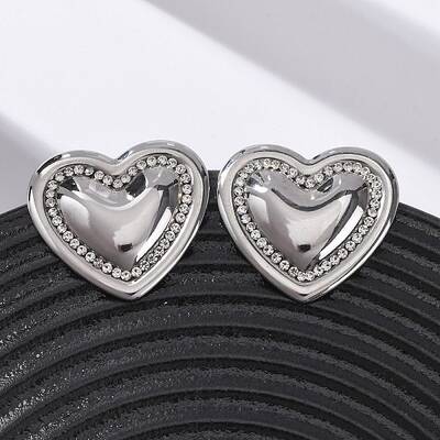 304 Stainless Steel Rhinestone Stud Earrings
