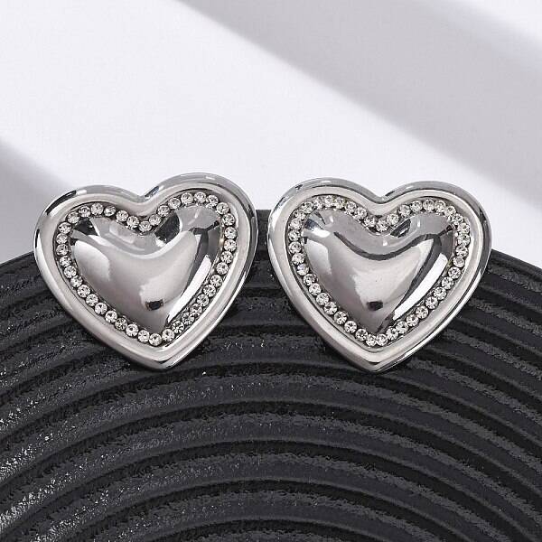 304 Stainless Steel Rhinestone Stud Earrings