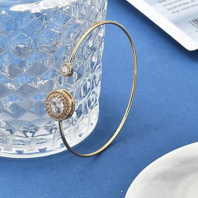 Brass Micro Pave Cubic Zirconia Cuff Bangles for Women