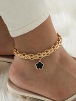 Fashionable Four Leaf Clover Pendant Anklet for Women & Girls, Fashion Jewelry for Party, Daily Clothing Decor, Trendy All-...