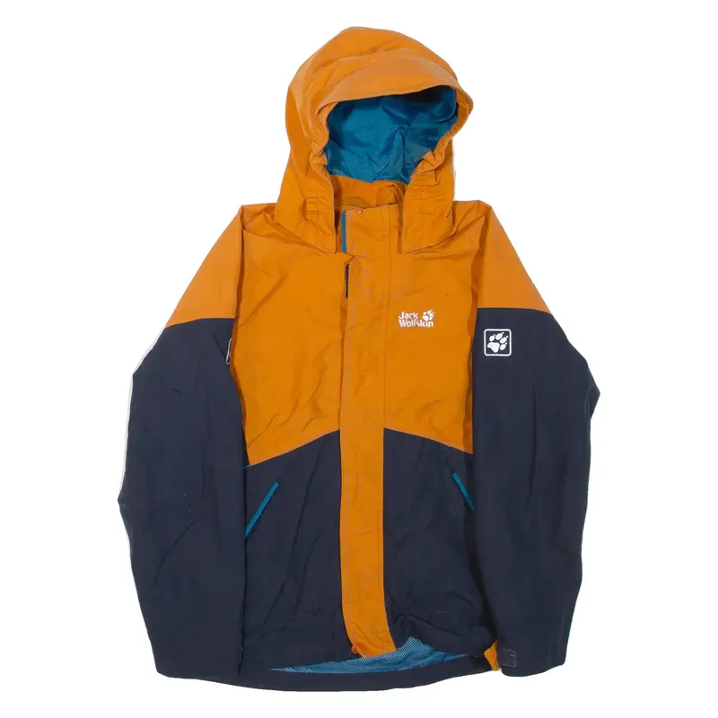 JACK WOLFSKIN Boys Jacket Orange Hooded Colourblock S