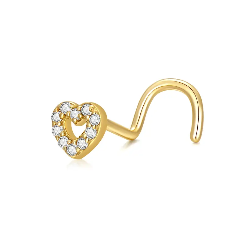 14K Gold Cubic Zirconia Heart Nose Ring