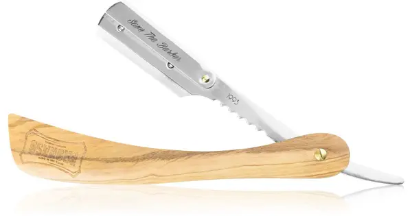 Proraso Traditional Shavette Razor in Steel with Olive Wood Handle