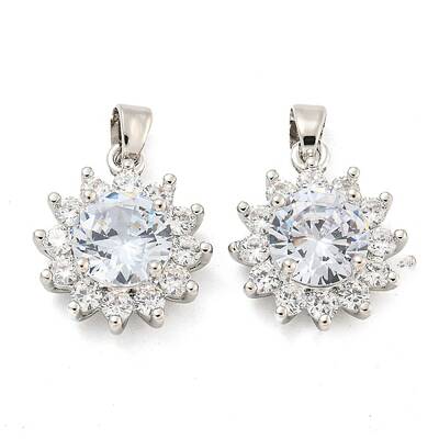 Brass Micro Pave Clear Cubic Zirconia Pendants