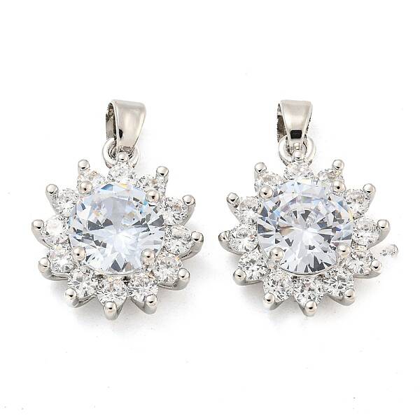 Brass Micro Pave Clear Cubic Zirconia Pendants
