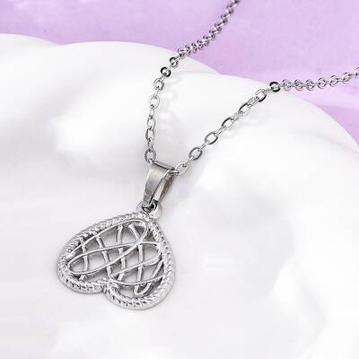 Mesh Heart 304 Stainless Steel Pendant Necklaces