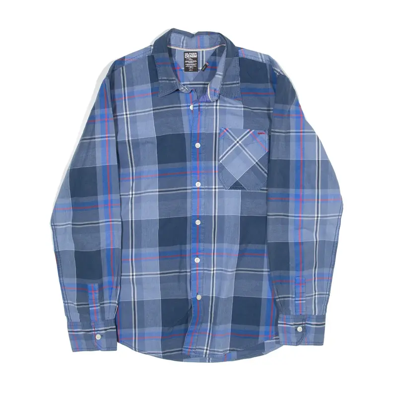 TOMMY HILFIGER Shirt Blue Check Long Sleeve Mens M