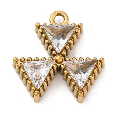 Ion Plating(IP) 304 Stainless Steel Cubic Zirconia Pendants