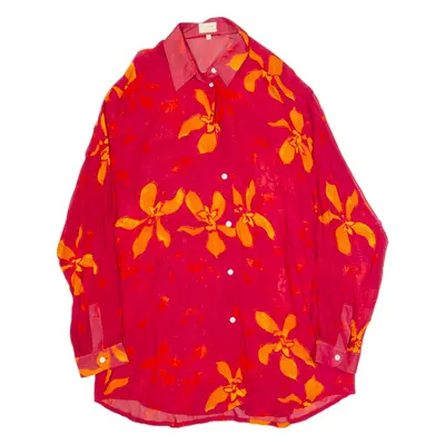 COLLECTION CHALICE Womens Printed Shirt Red Collared Viscose Floral L
