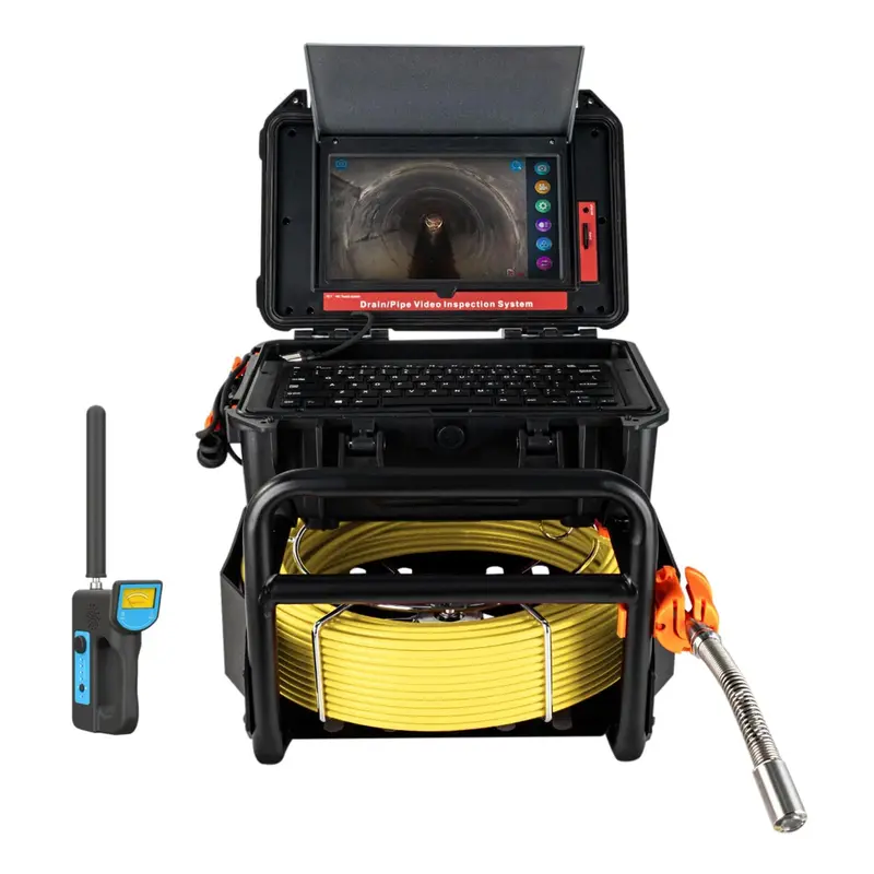 Garvee Sewer Camera with Locator, 512Hz Transmitter, 100ft Cable 10.1 HD Monitor Aluminum IP68 Waterproof 12 LED Lights Drai...