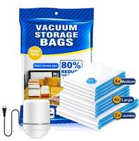 Vacuum Bag with Electric pump, 10pcs Multi Size Vaccum Clothes Storage  Bag & 1 Pump, Compression for Comforters and Blankets...