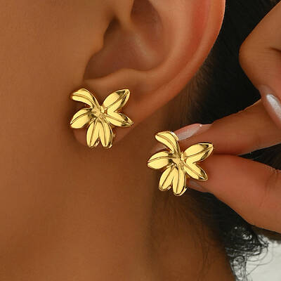Exaggerated Vintage Stainless Steel Stud Earrings