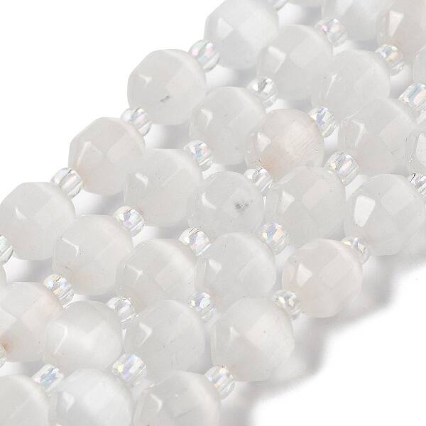 White Cat Eye Beads Strands