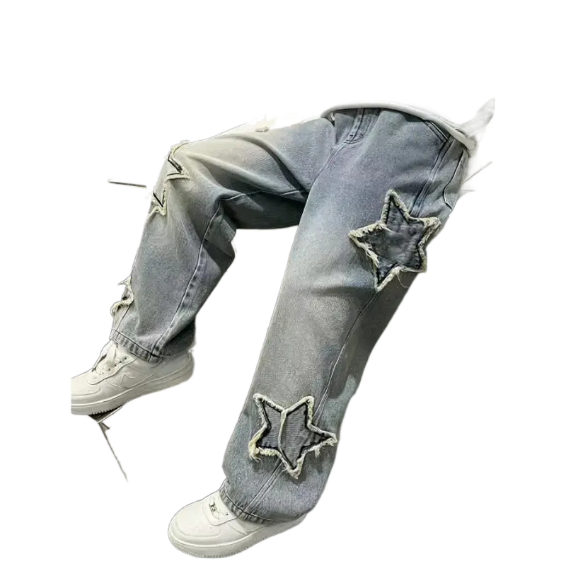 # springtok [Star Pattern |   Casual] Light Blue Boys' Casual Denim Jeans Polyester, Non-Stretch, Machine Washable, Wide Leg ...