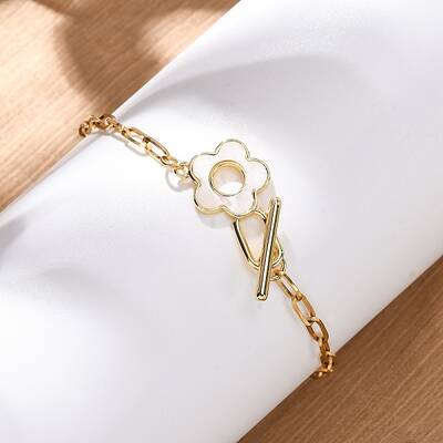 304 Stainless Steel Flower Link Bracelets