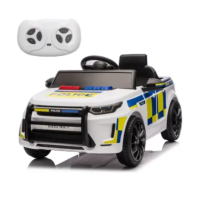 Garvee Kids Police Ride-On Car 12V Dual-Motor, Bluetooth, LED Lights, Safety Belt, Anti-Rollover Tires, White/Black, Outdoor ...